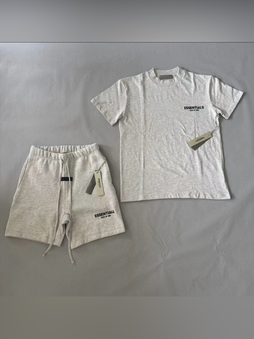 Men’s Light Gray Athletic Cotton-Blend Shorts